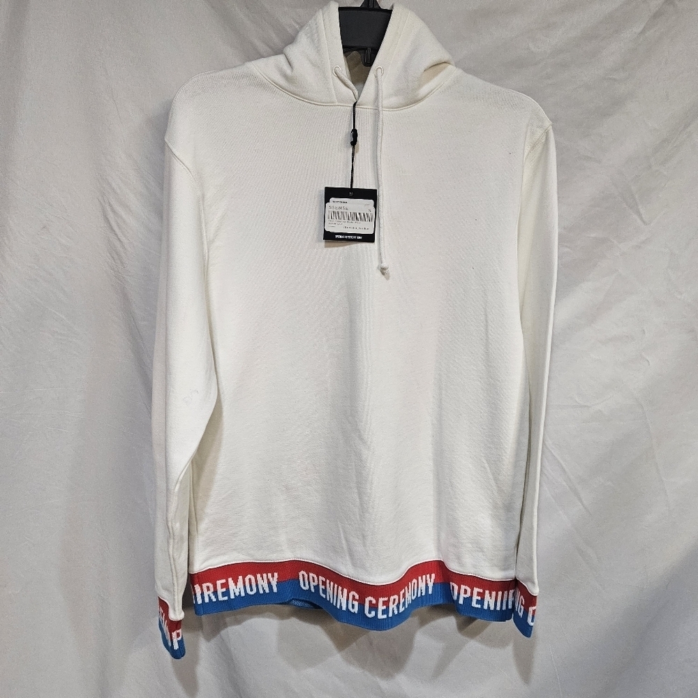 Opening Ceremony Elastic Logo Hoodie White Size Small Sweatshirt NWT